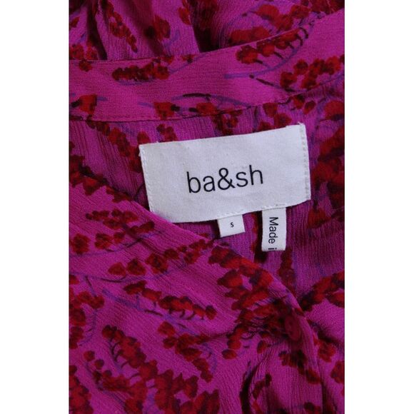 Ba&Sh Womens Floral Print Shirt Sleeves A Line Dress Fuchsia Pink Red Size 6 - Picture 4 of 5